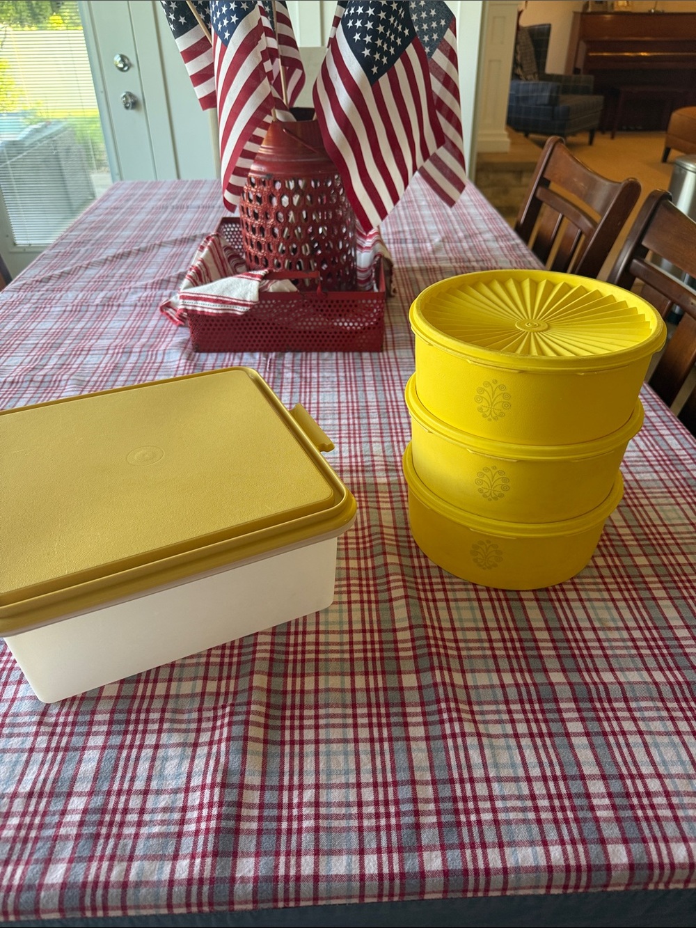 Vintage Tupperware Canister Storage Containers Harvest Gold Rectangular box